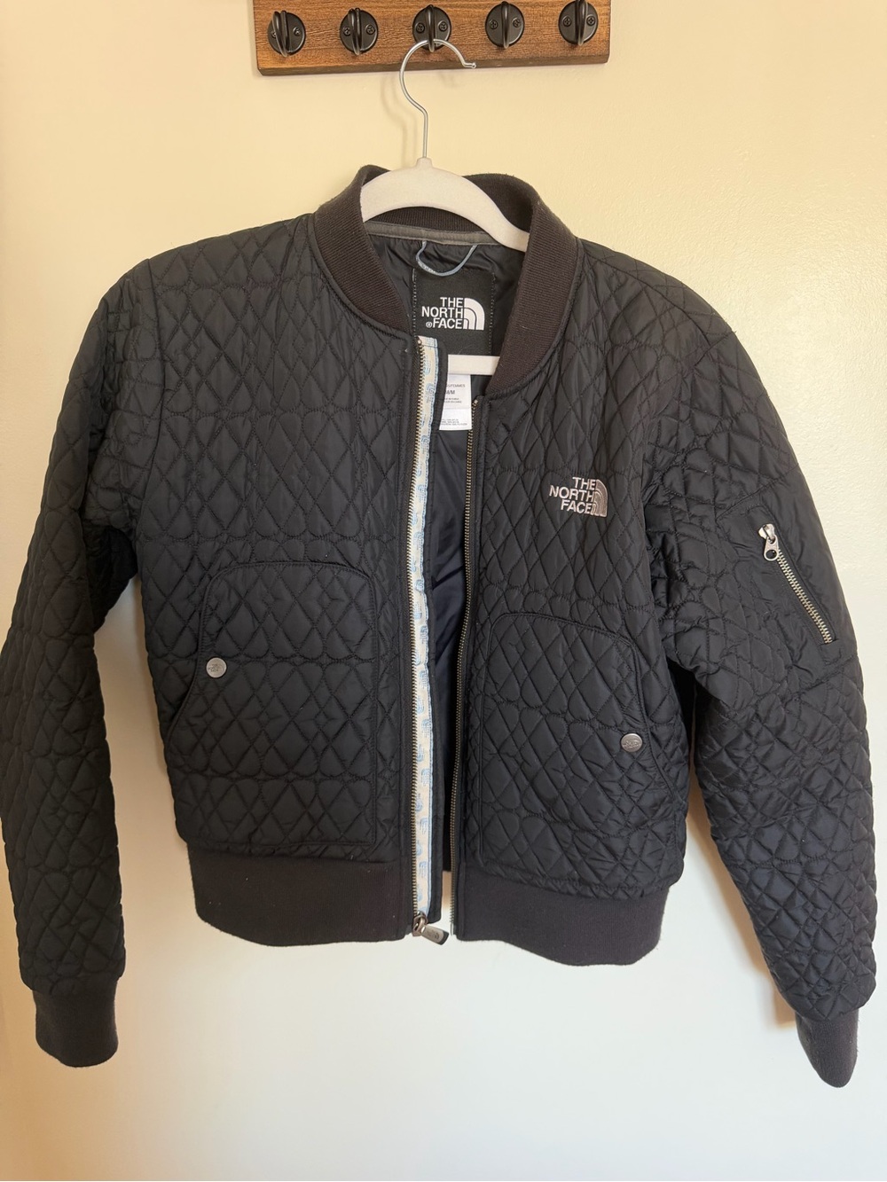 North Face Black Quilted Bomber Jacket